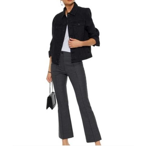 Helmut Lang Womens Size 0 Pants Crop Flare Melange Gray Houndstooth Wool Blend - Picture 1 of 7